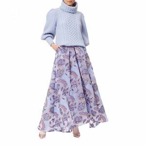 Temperley London Elsa high low floral stars jacquard maxi long skirt 6